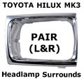 View Item Toyota Hilux Mk3 Chrome Front Headlight Surrounds (1992 - 1995)